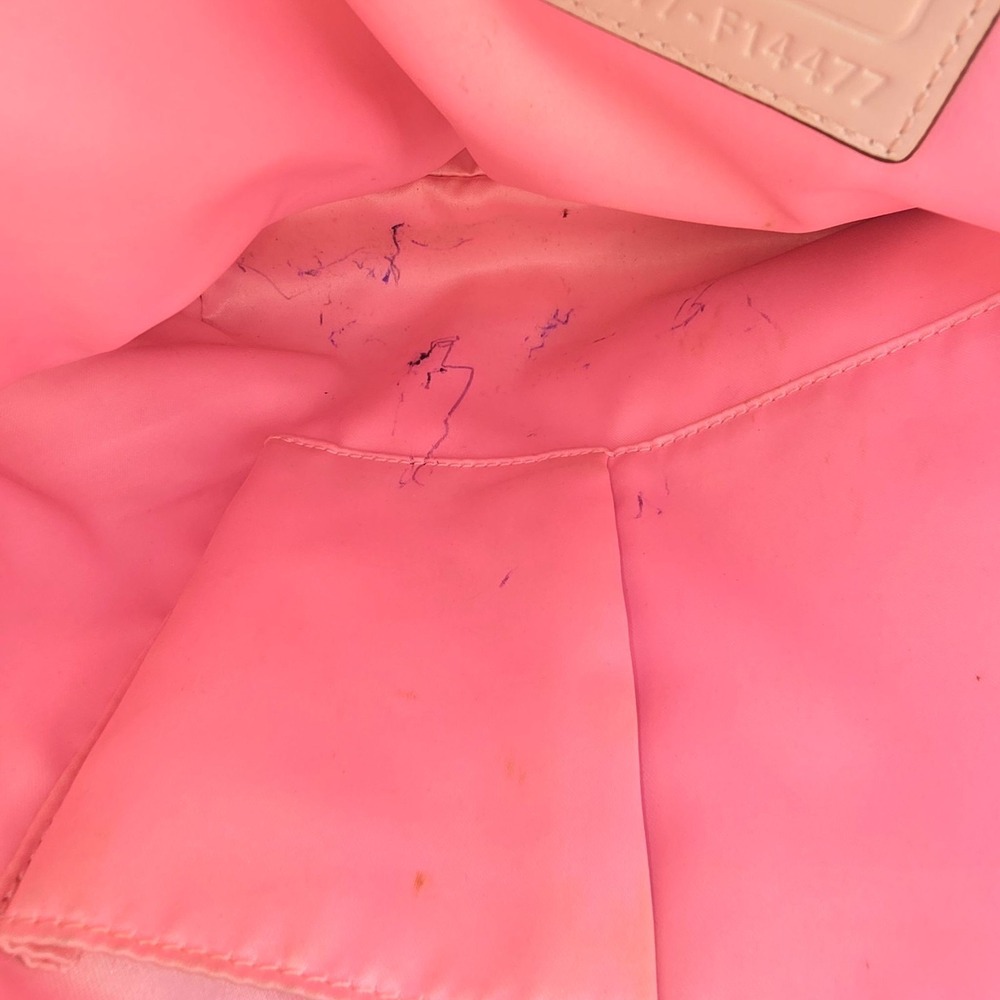 COACH Signature Stripe Tote Bag Beige Pink Canvas Leather Shoulder Purse - Picture 12 of 15